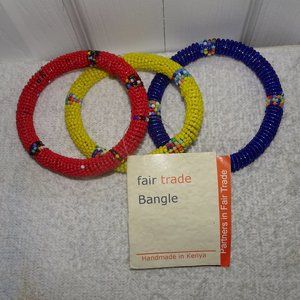 Handmade Kenya African Beaded Bangle Bracelets